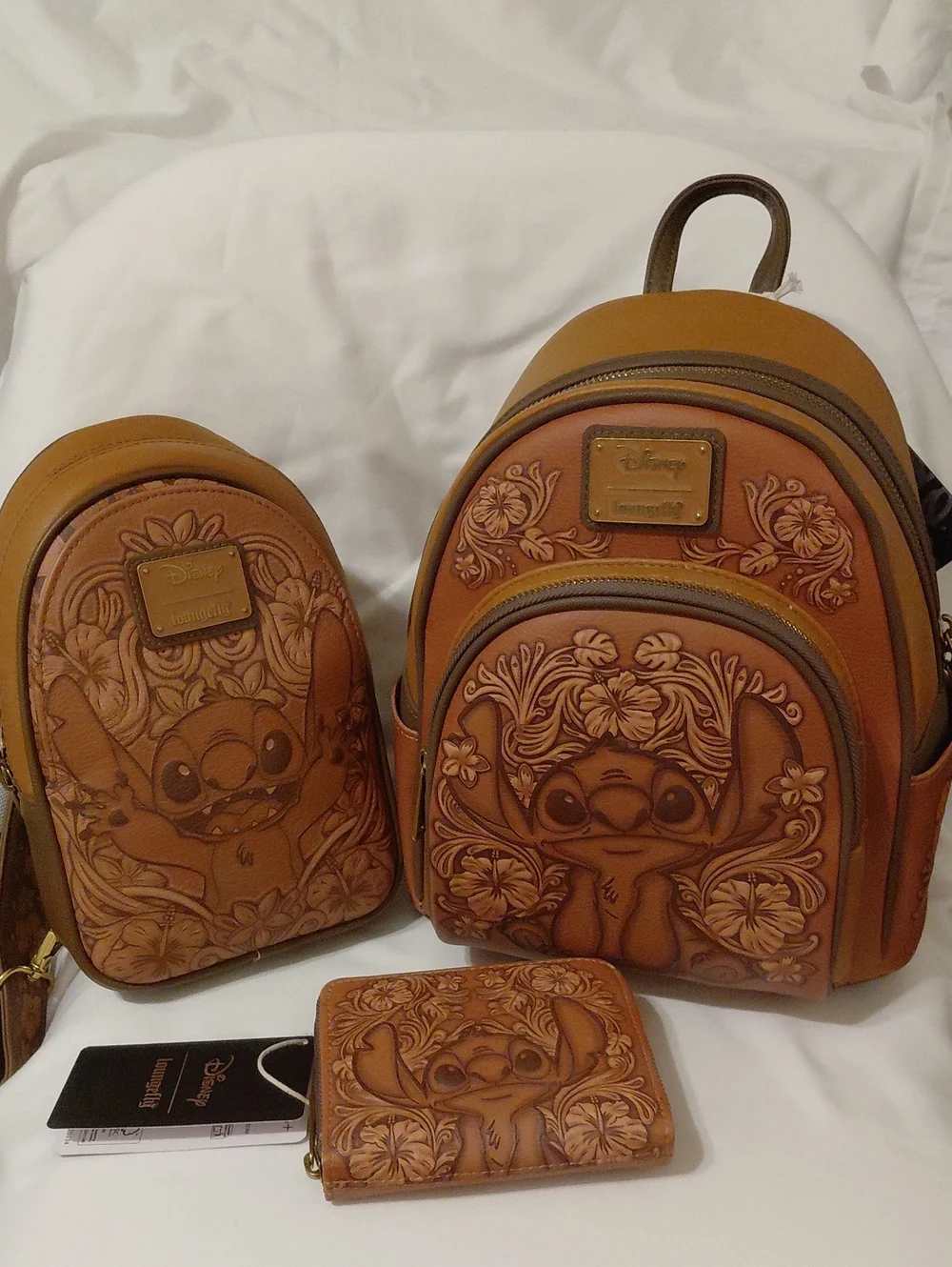 Disney Brown Stitch Floral Mini Backpack Set with Wallet